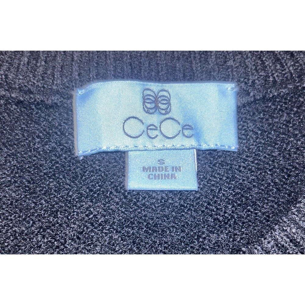 CeCe Women's Elegant Ribbon Bow Black Crew Neck Sweater Long Puff Sleeve NWT - Picture 3 of 6